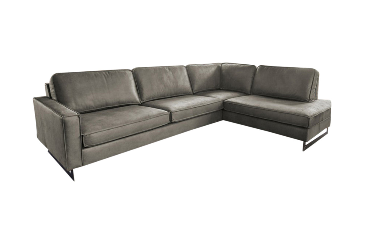 KAWOLA Ecksofa VILNIUS 3-Sitzer mit Recamiere Lederfaserstoff anthrazit