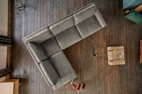 KAWOLA Ecksofa VILNIUS 3-Sitzer mit Recamiere Lederfaserstoff anthrazit