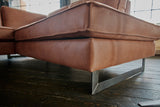 KAWOLA Ecksofa VILNIUS 3-Sitzer mit Recamiere Lederfaserstoff cognac
