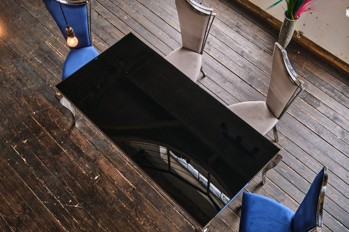 KAWOLA Esstisch AMARA Tisch Barock Glas Gestell Edelstahl