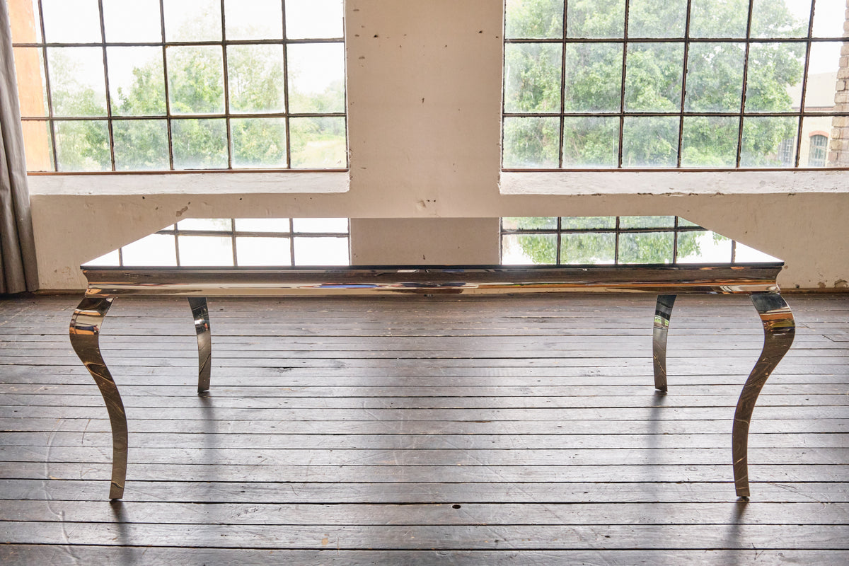 KAWOLA Esstisch AMARA Tisch Barock Glas Gestell Edelstahl