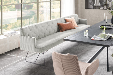 KAWOLA Esszimmerbank CHARME Cord hellgrau, 5-Sitzer