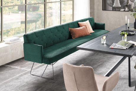 KAWOLA Esszimmerbank CHARME Cord smaragd, 3-Sitzer
