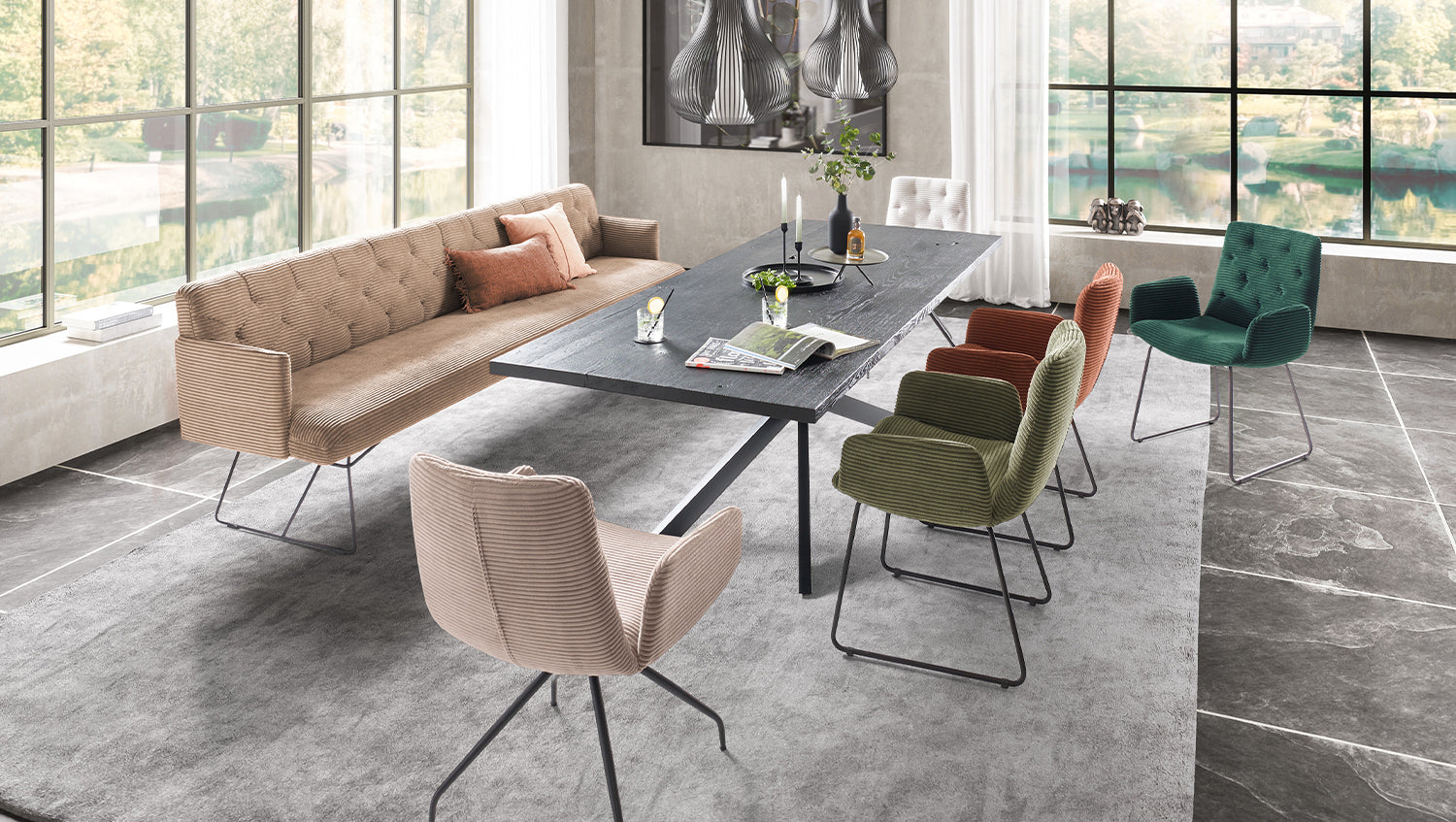 KAWOLA Esszimmerbank CHARME Cord taupe