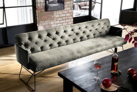 KAWOLA Esszimmerbank CHARME Velvet silber, 3-Sitzer
