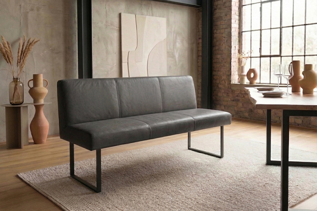 KAWOLA Esszimmerbank ELEEN Leder anthrazit, 2-Sitzer, 163 x 69