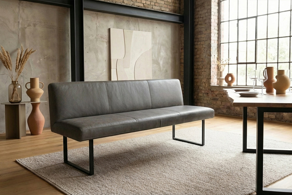KAWOLA Esszimmerbank ELEEN Leder anthrazit, 2-Sitzer, 183 x 69