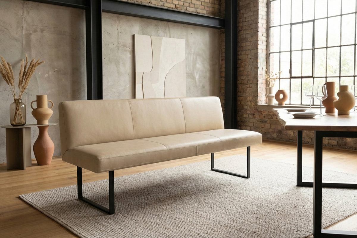 KAWOLA Esszimmerbank ELEEN Leder beige, 2.5-Sitzer, 203 x 69