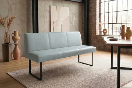 KAWOLA Esszimmerbank ELEEN Leder hellblau, 2-Sitzer, 143 x 69