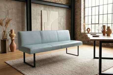 KAWOLA Esszimmerbank ELEEN Leder hellblau, 3-Sitzer, 223 x 69