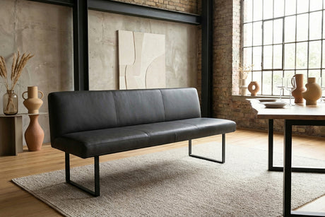 KAWOLA Esszimmerbank ELEEN Leder schwarz, 2-Sitzer, 183 x 69