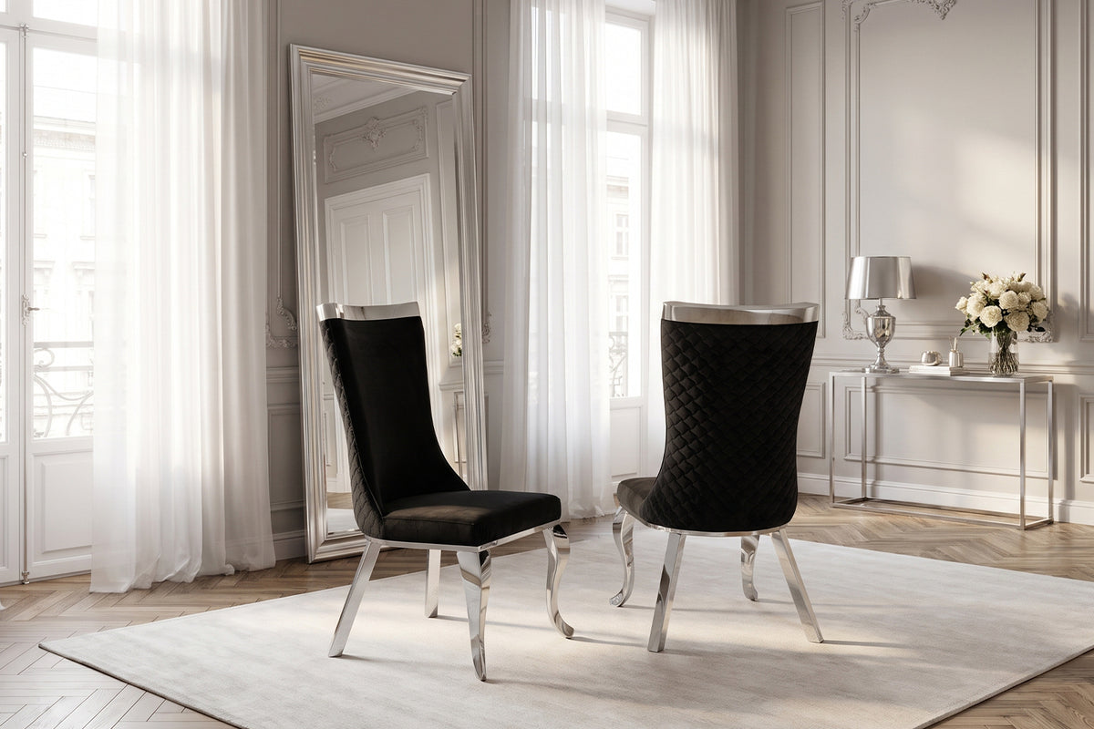 KAWOLA Esszimmerstuhl SELENA Barock Velvet schwarz