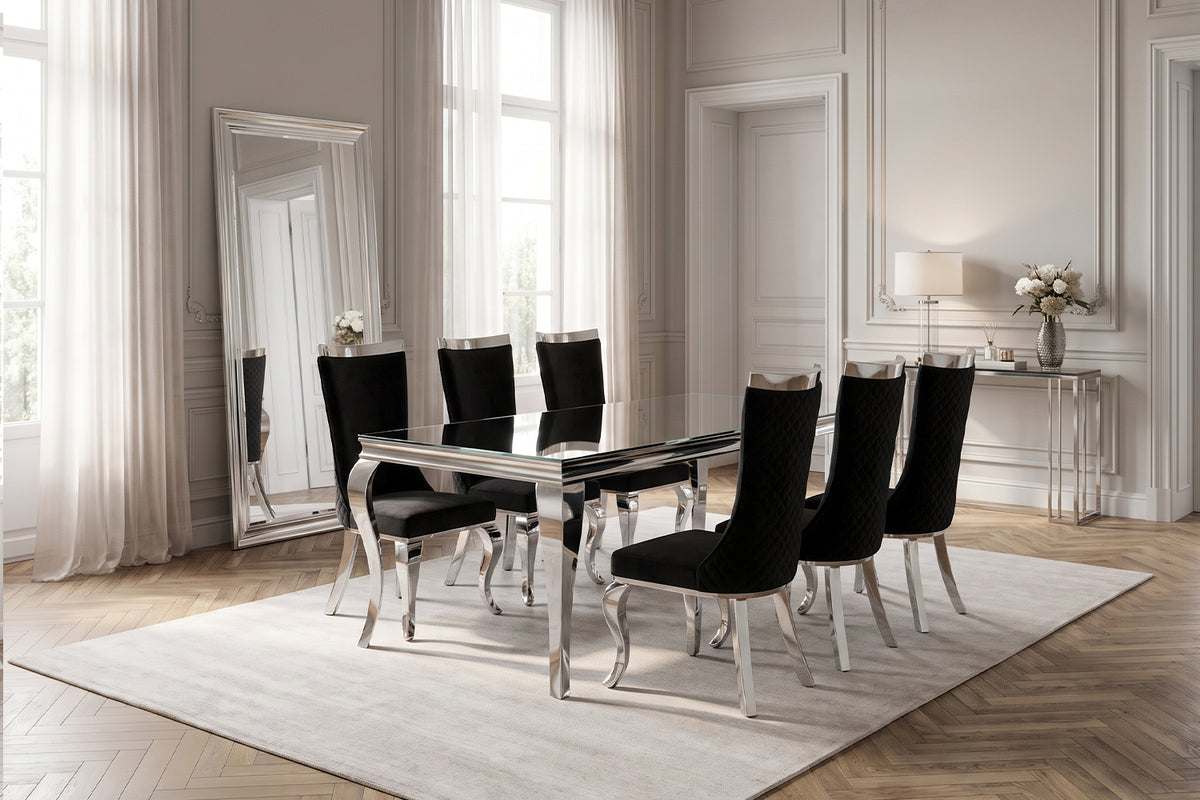 KAWOLA Esszimmerstuhl SELENA Barock Velvet schwarz