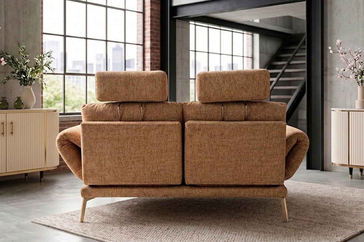 KAWOLA Funktionssofa HOLLY 2-Sitzer Stoff cognac
