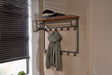 KAWOLA Garderobe ADELIA Nussbaum Metall Hutablage 12 Haken grau