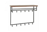 KAWOLA Garderobe ADELIA Nussbaum Metall Hutablage 12 Haken grau