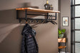 KAWOLA Garderobe NEREA Akazie Metall Hutablage 6 Haken schwarz