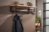KAWOLA Garderobe NEREA Akazie Metall Hutablage 6 Haken schwarz
