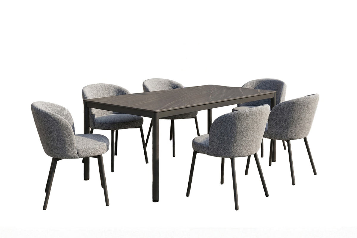 KAWOLA Gartenmöbel Set INDUS 7-tlg. Aluminium grau