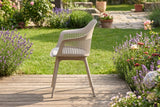 KAWOLA Gartenstuhl ALTEA Outdoor Kunststoff beige mit Kissen