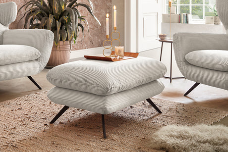 KAWOLA Hocker CHARME Hockerbank Cord cremeweiß