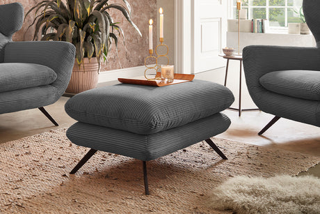 KAWOLA Hocker CHARME Hockerbank Cord grau