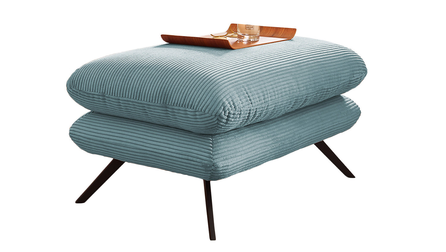 KAWOLA Hocker CHARME Hockerbank Cord hellblau