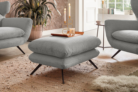 KAWOLA Hocker CHARME Hockerbank Cord hellgrau
