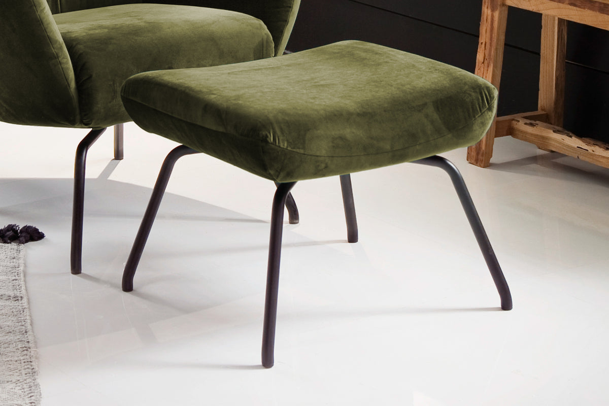 KAWOLA Hocker LOTTE Polsterhocker velvet olivgrün