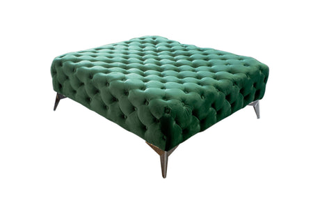 KAWOLA Hocker NARLA Chesterfield Velvet grün