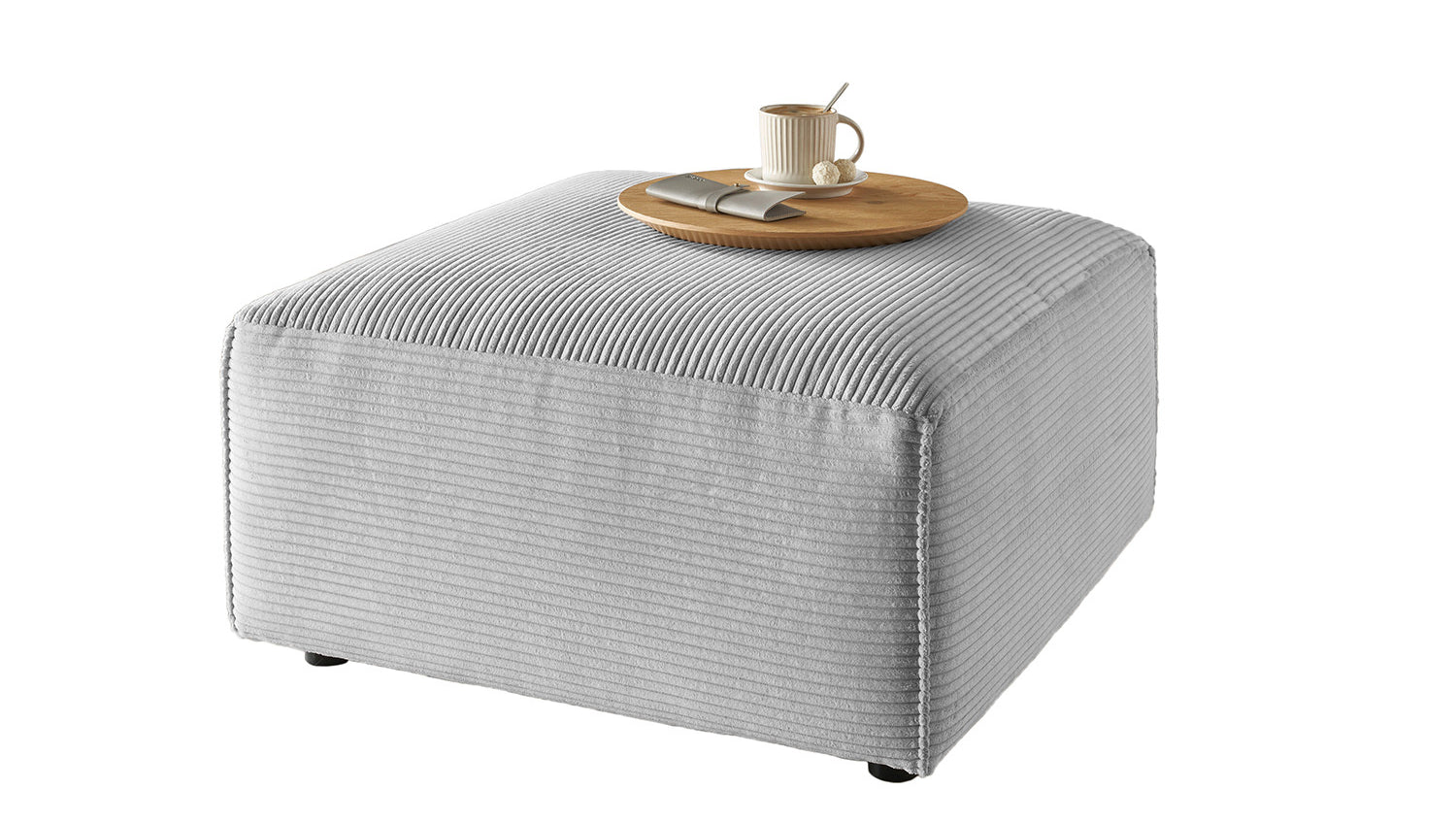 KAWOLA Hocker RANI Polsterhocker Cord hellgrau