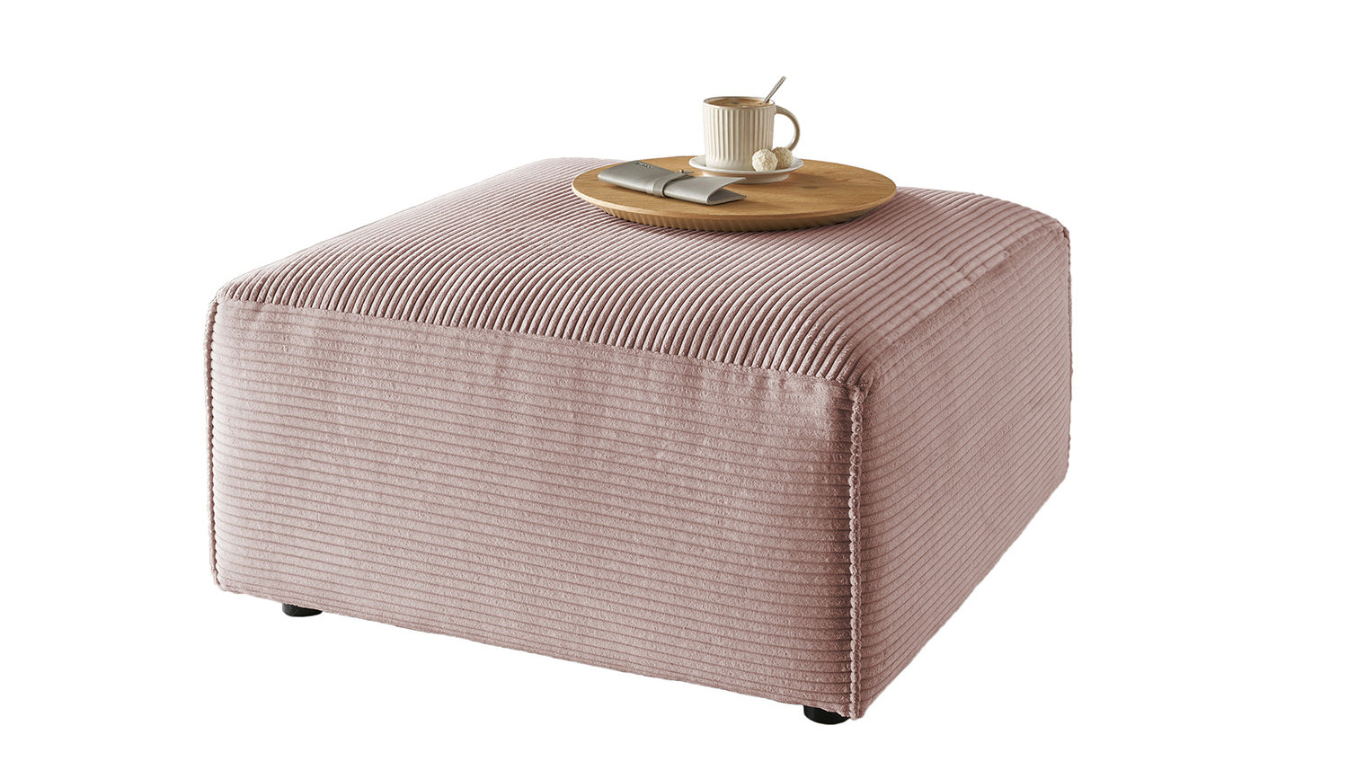 KAWOLA Hocker RANI Polsterhocker Cord rosa