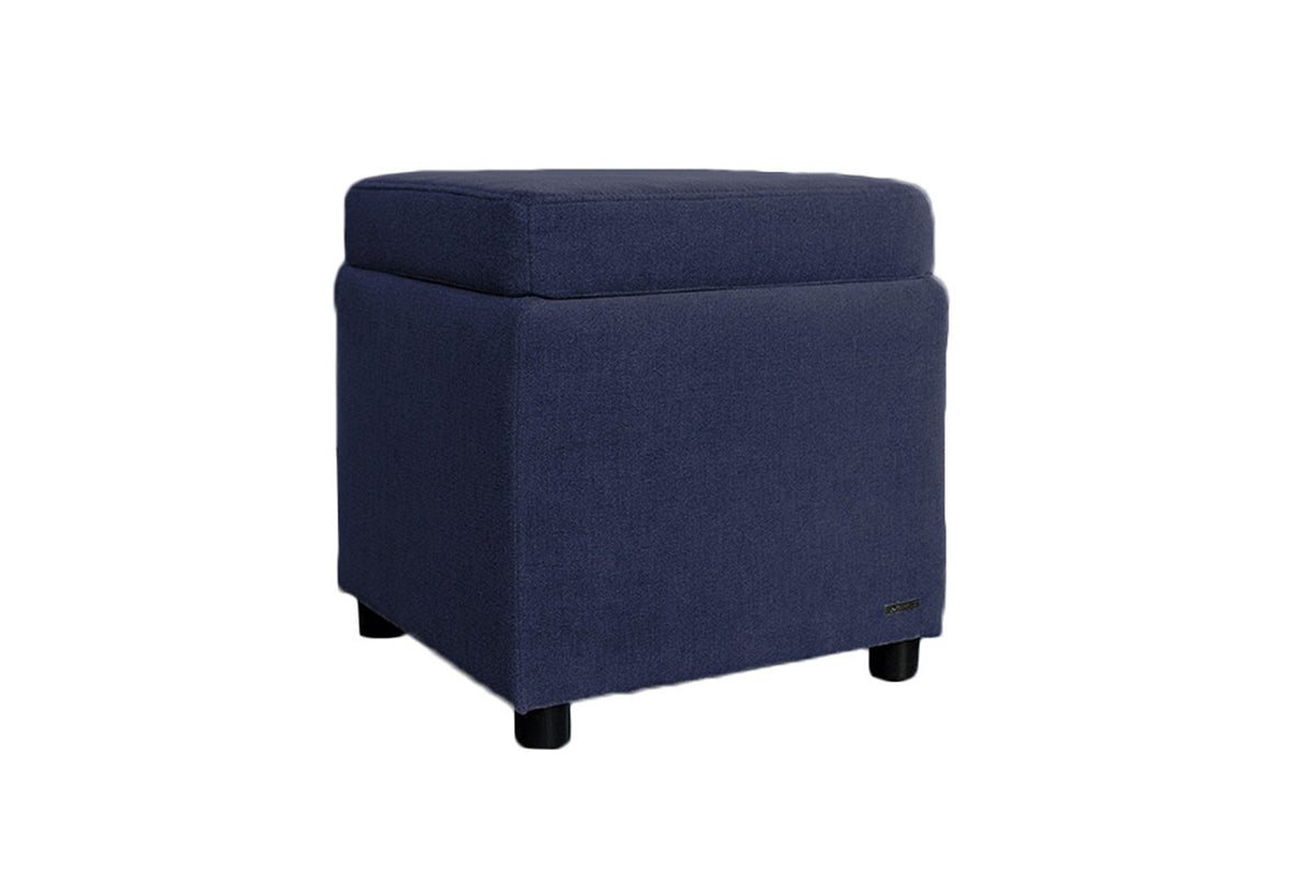 KAWOLA Hocker mit Stauraum IDA Stoff dunkelblau