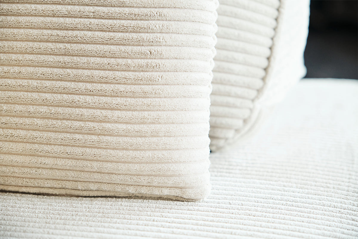 KAWOLA Hocker WIOLO SOFT Polsterhocker mit Rückenkissen Cord cremeweiß