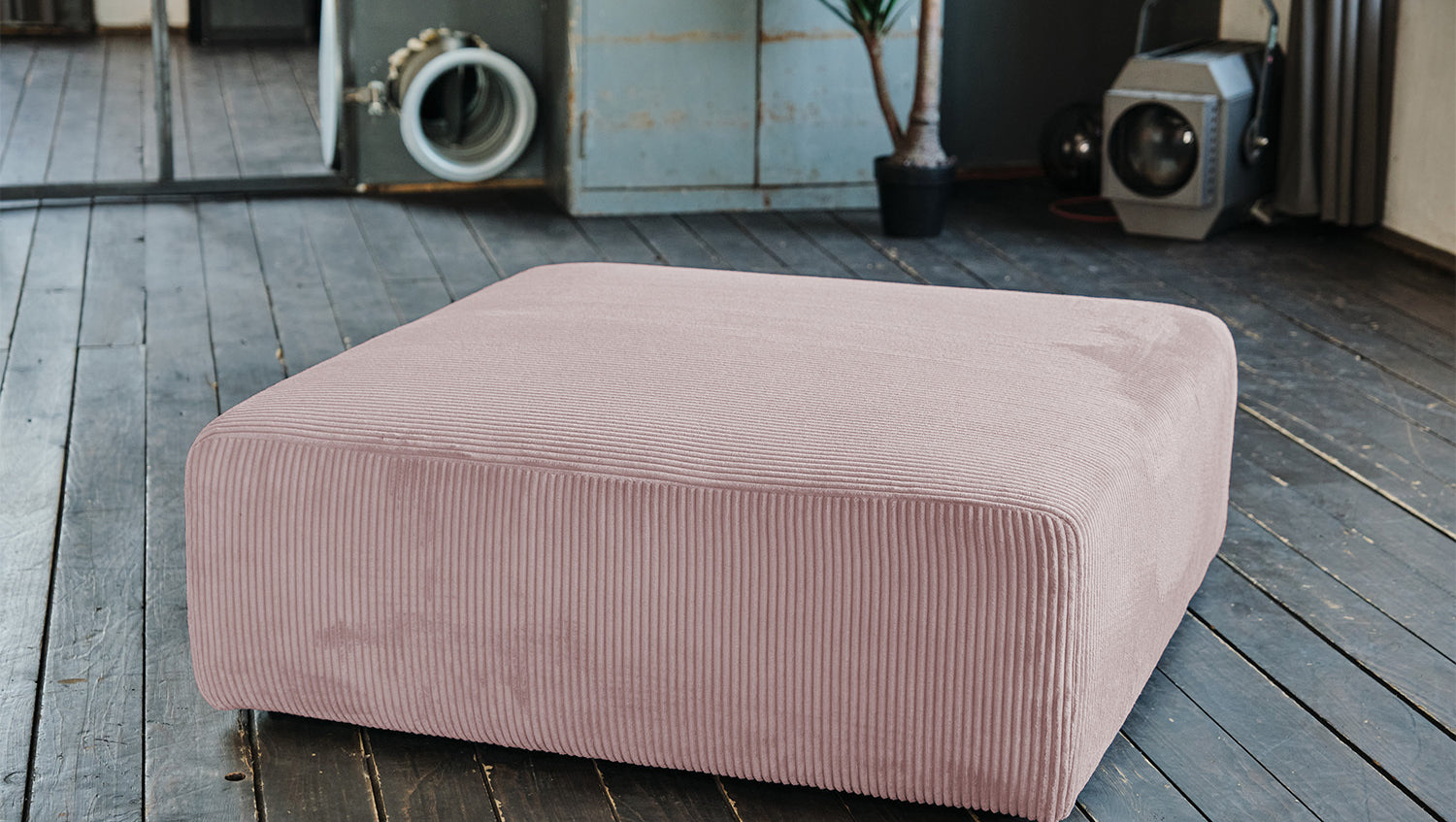 KAWOLA Hocker WIOLO SOFT Polsterhocker mit Rückenkissen Cord rosa