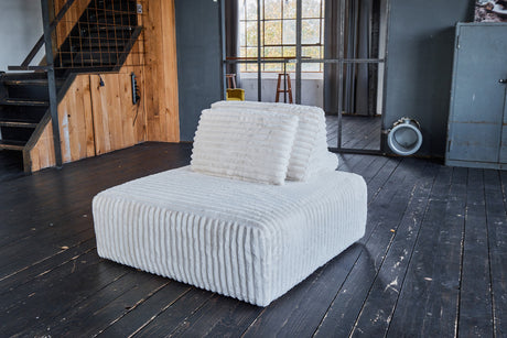 KAWOLA Hocker WIOLO SOFT Polsterhocker mit Rückenkissen Weicher Breitcord cremeweiß