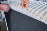 KAWOLA Hocker WIOLO SOFT Polsterhocker mit Rückenkissen Weicher Breitcord cremeweiß