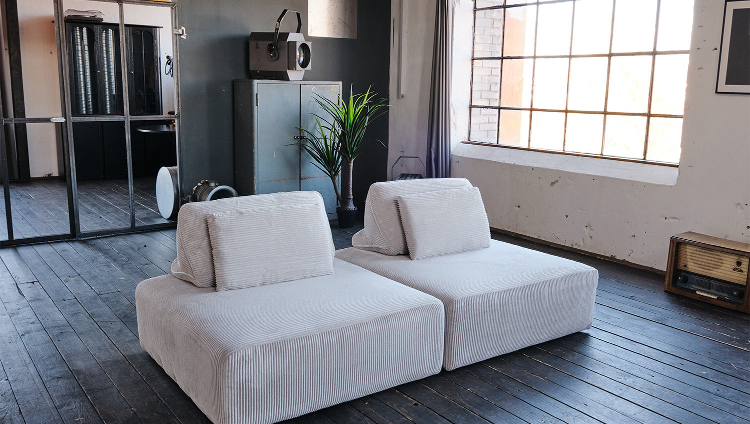 KAWOLA Hocker WIOLO SOFT Sitzelement für Modulsofa Cord hellgrau