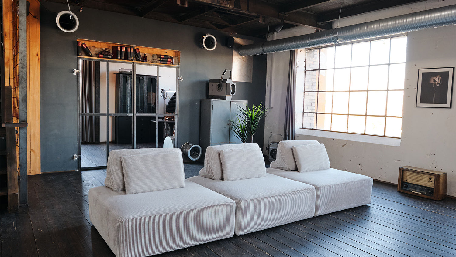 KAWOLA Hocker WIOLO SOFT Sitzelement für Modulsofa Cord hellgrau