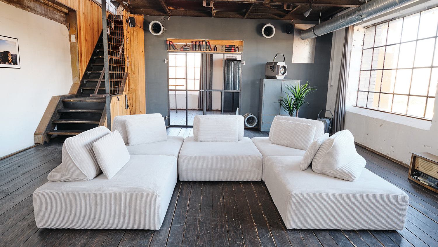 KAWOLA Hocker WIOLO SOFT Sitzelement für Modulsofa Cord hellgrau