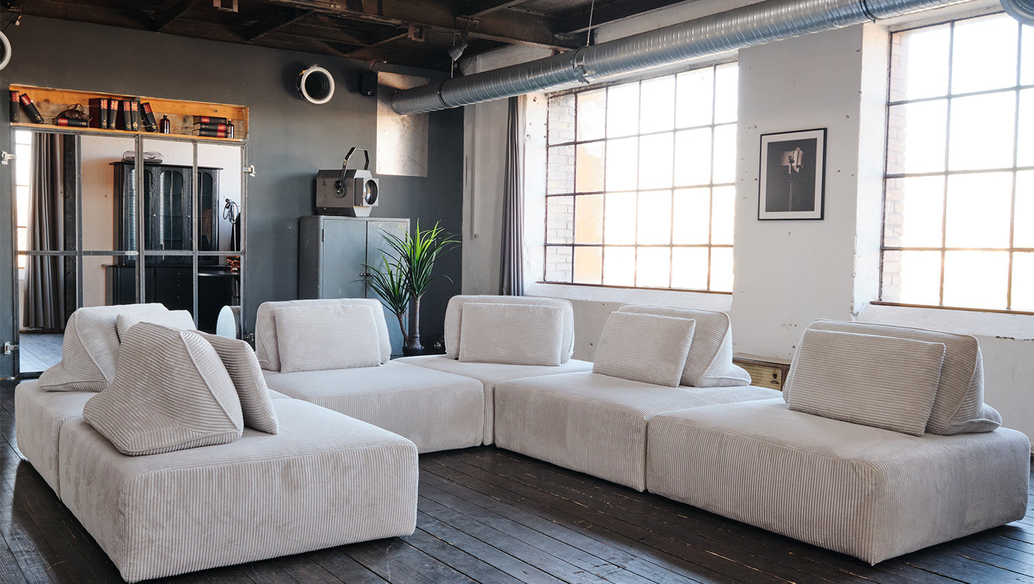 KAWOLA Hocker WIOLO SOFT Sitzelement für Modulsofa Cord hellgrau