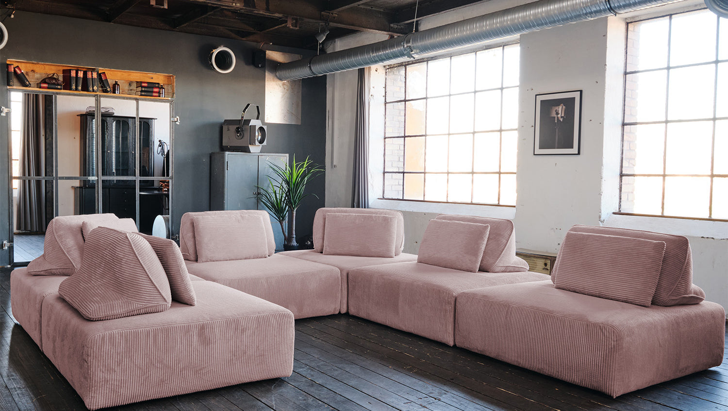 KAWOLA Hocker WIOLO SOFT Sitzelement für Modulsofa Cord rosa