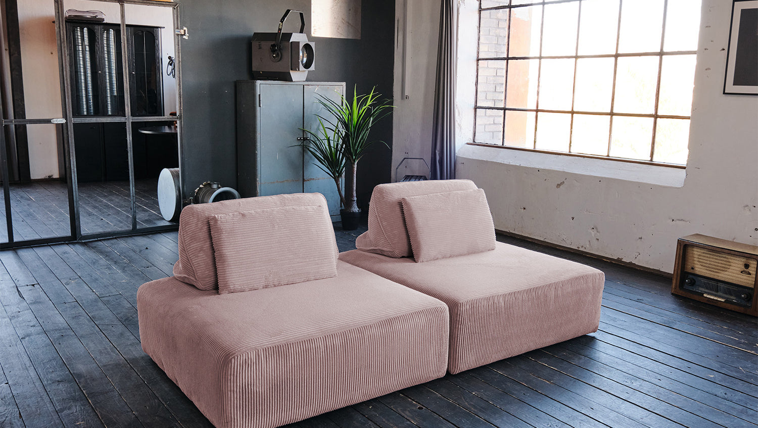 KAWOLA Hocker WIOLO SOFT Sitzelement für Modulsofa Cord rosa