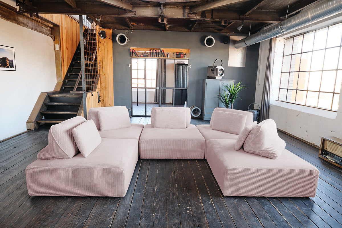 KAWOLA Hocker WIOLO SOFT Sitzelement für Modulsofa Cord rosa