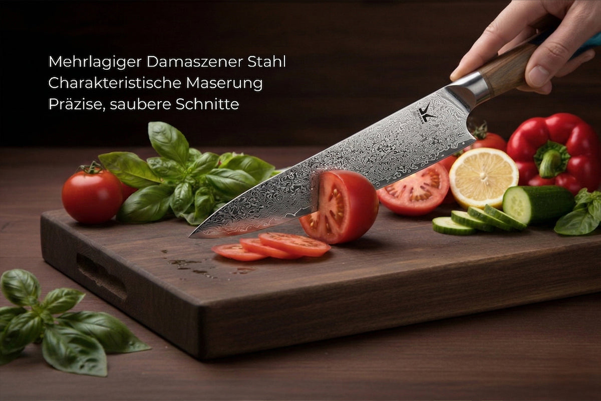 KAWOLA Küchenmesser DUMA Damaststahl mit Holzgriff und individueller Gravur