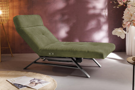 KAWOLA Liege AMERIVA Relaxliege Velvet olivgrün, Silber