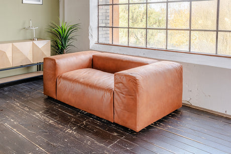 KAWOLA Loveseat MIA Modularer Sessel 4-tlg. Lederfaserstoff cognac