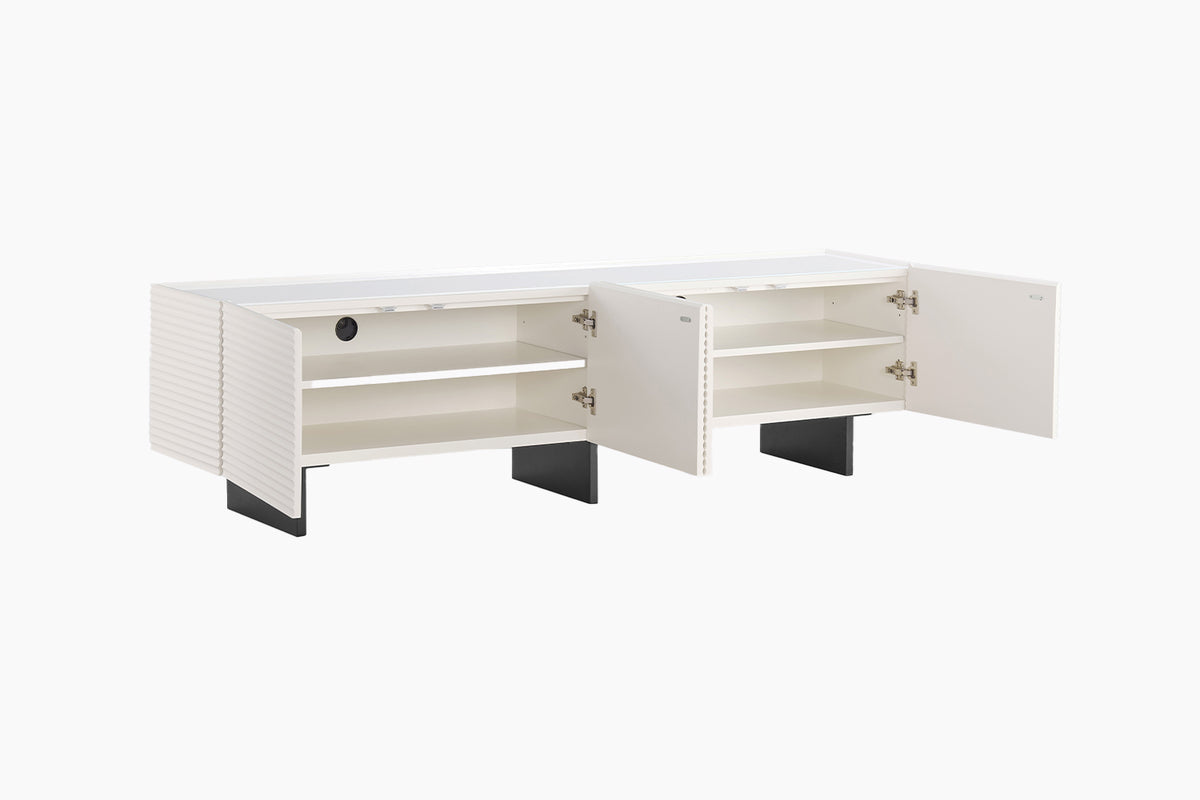 KAWOLA Lowboard LYNN TV-Board 4 Türen lackiert weiß