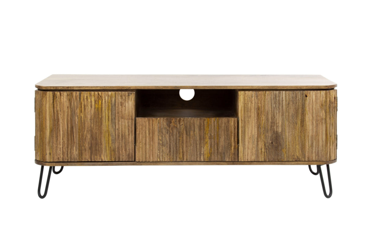 KAWOLA Lowboard SALEMA TV-Board Mango massiv sandfarben 2 Türen 1 Schublade