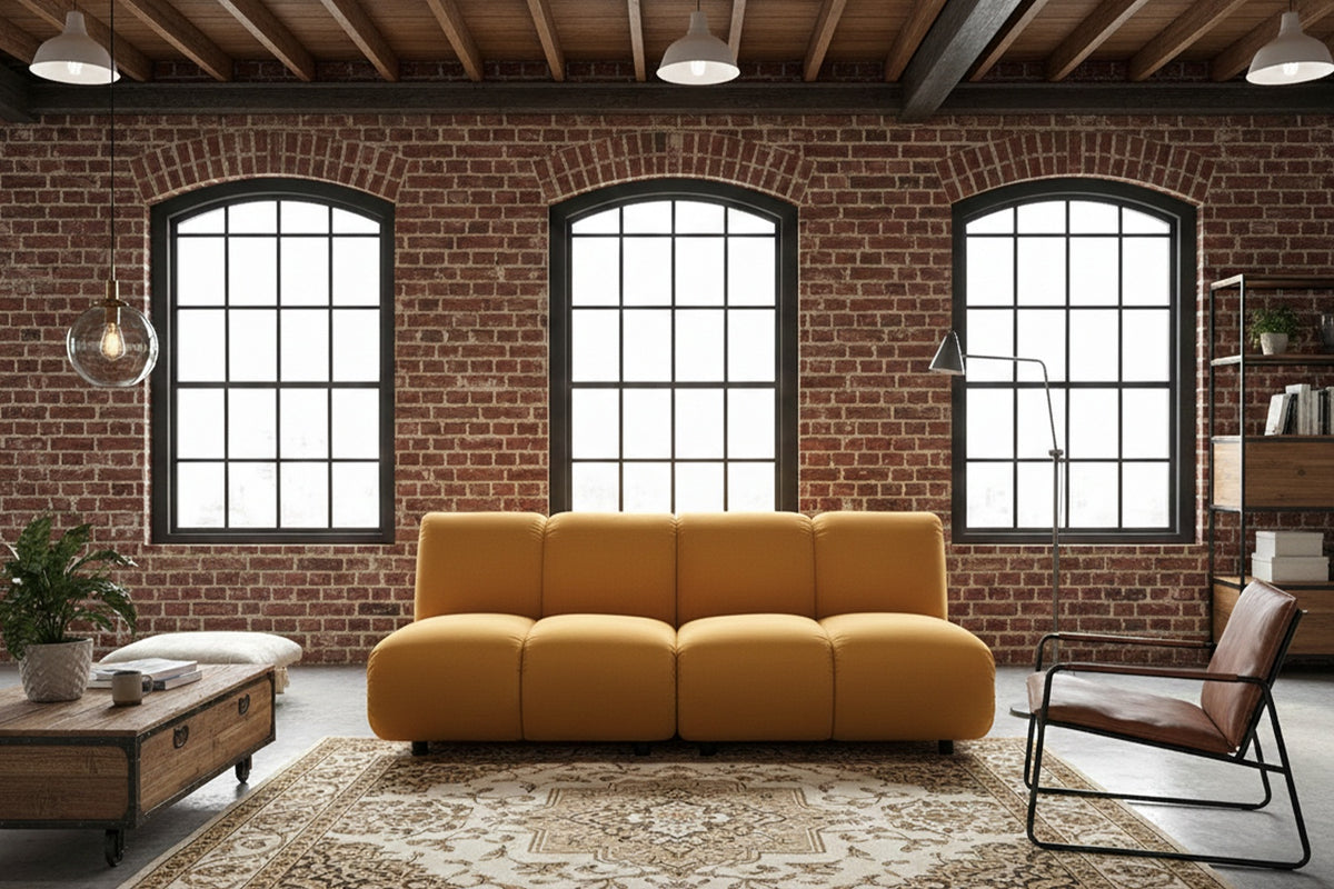 KAWOLA Modulsofa LAYLA 2-Sitzer 2 Module Velvet gelb